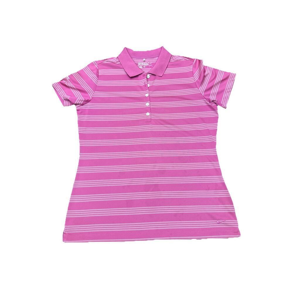 Nike Golf Tour Performance Dri-Fit Polo Shirt Pink Striped Womens L